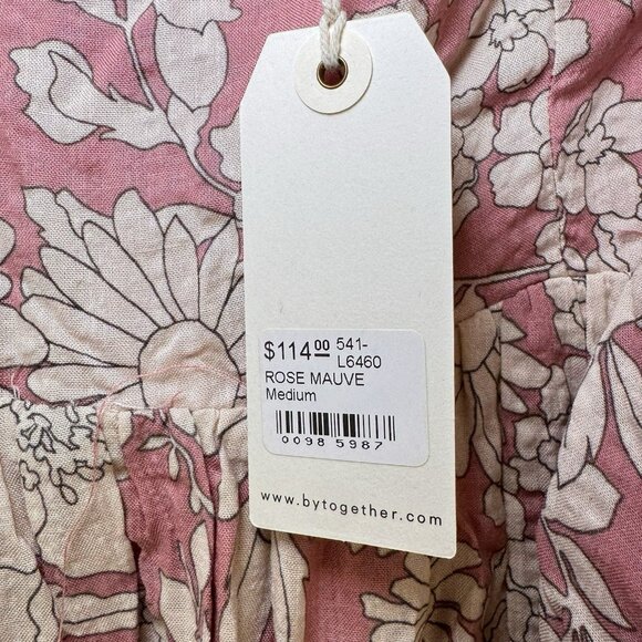 By Together Vintage Look Romantic Floral Puff Sleeve Soft Pink Dress Size M - Picture 7 of 11